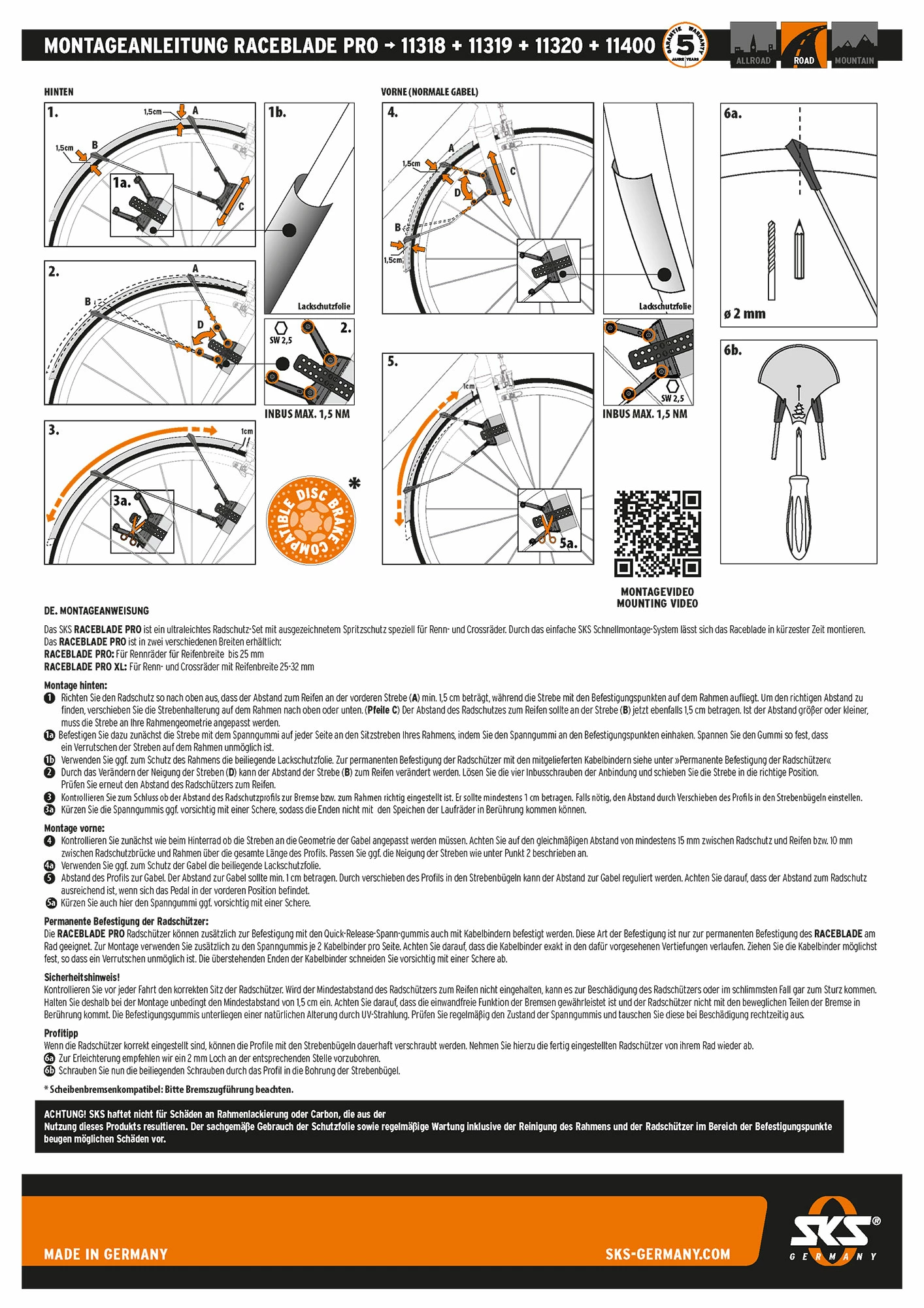 SKS Germany Kit De Garde-boue Raceblade Pro Noir 5 SKS Germany Kit De Garde-boue Raceblade Pro Noir – Image 3