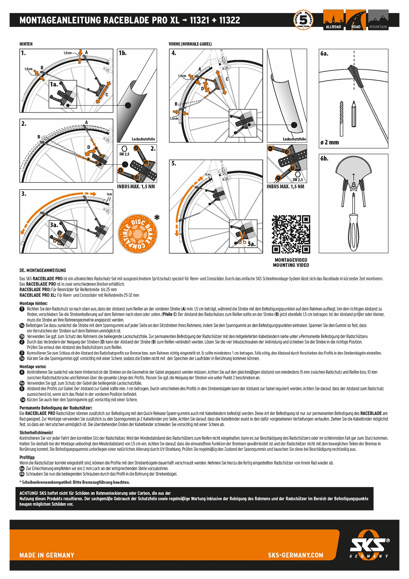 SKS Germany Kit De Garde-boue Raceblade Pro XL Black Matt 5 SKS Germany Kit De Garde-boue Raceblade Pro XL Black Matt – Image 3