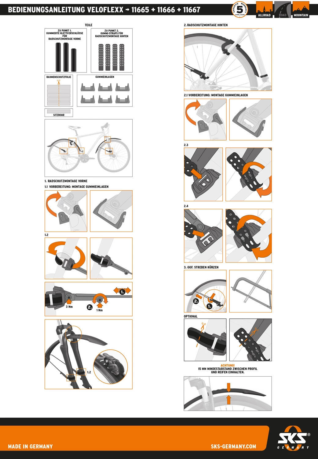 SKS Germany Jeu De Garde-boue Veloflexx 65 26-27,5 Pouces 6 SKS Germany Jeu De Garde-boue Veloflexx 65 26-27,5 Pouces – Image 4